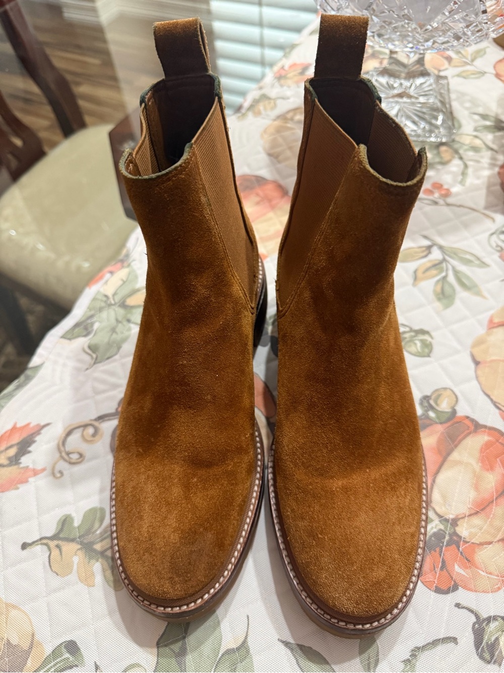 Tory Burch Suede Chelsea Ankle Boots in Cognac Brown